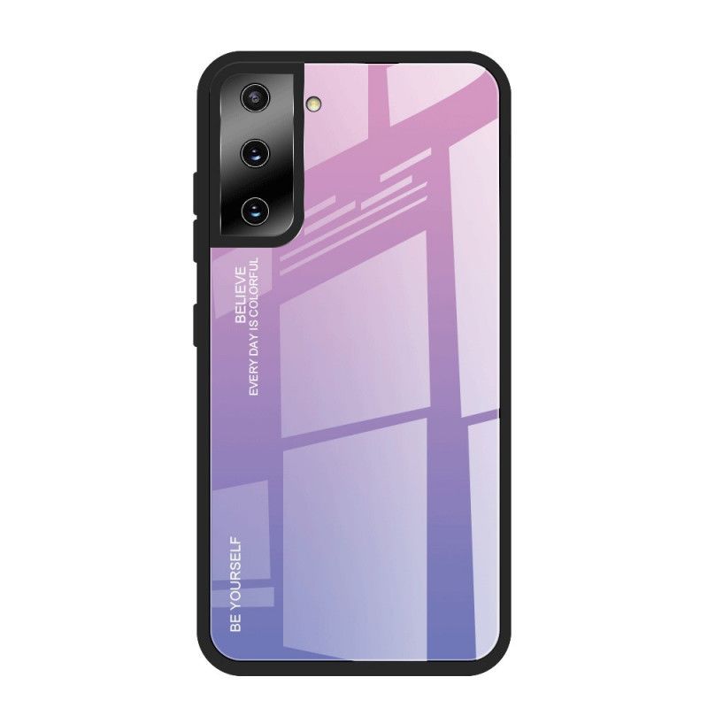 Hoesje voor Samsung Galaxy S21 Plus 5G Magenta Rood Wees Jezelf Gehard Glas