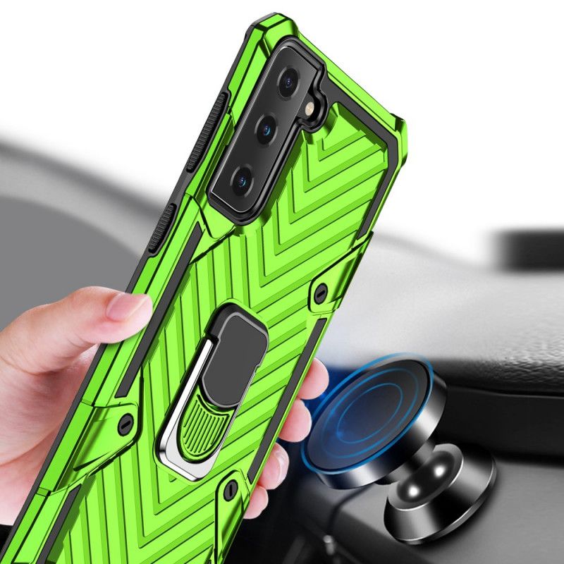 Hoesje voor Samsung Galaxy S21 Plus 5G Rood Zwart Afneembare Ringhouder