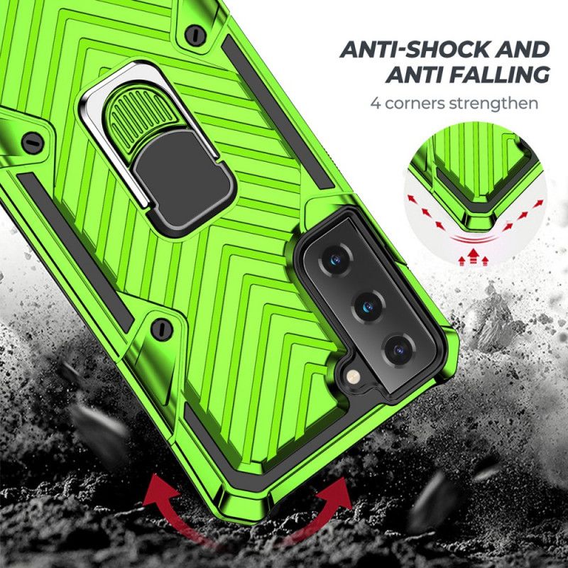 Hoesje voor Samsung Galaxy S21 Plus 5G Rood Zwart Afneembare Ringhouder