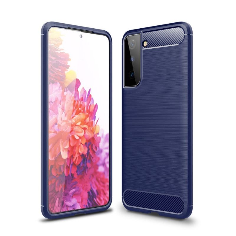Hoesje voor Samsung Galaxy S21 Plus 5G Rood Zwart Geborsteld Koolstofvezel