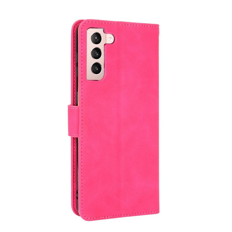 Leren Hoesje Samsung Galaxy S21 Plus 5G Magenta Zwart Huidaanraking