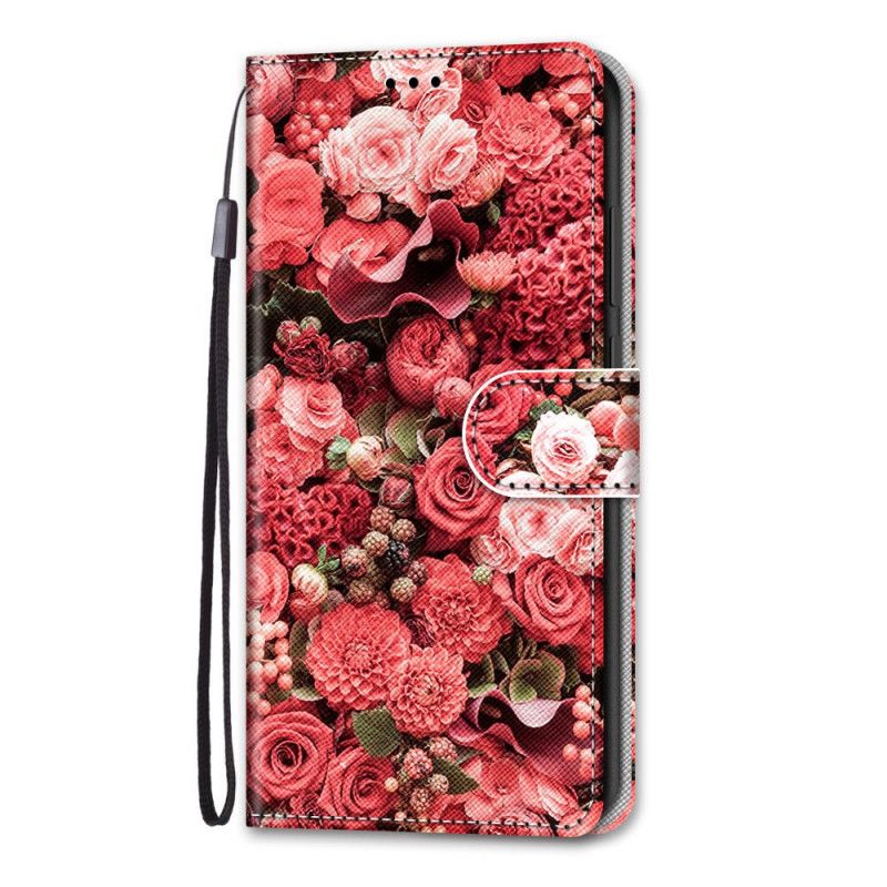 Leren Hoesje Samsung Galaxy S21 Plus 5G Telefoonhoesje Bloemenromantiek