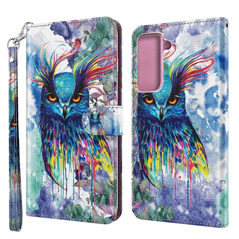 Leren Hoesje voor Samsung Galaxy S21 Plus 5G Aquarel Vogel