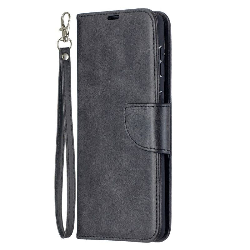 Leren Hoesje voor Samsung Galaxy S21 Plus 5G Grijs Zwart Gladde Schuine Flap