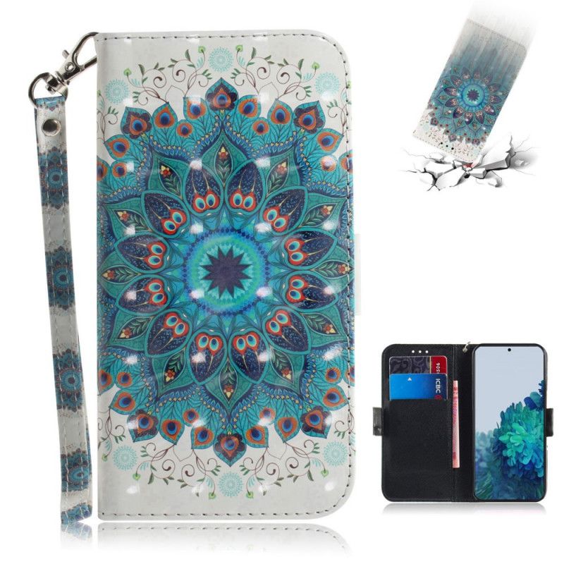 Leren Hoesje voor Samsung Galaxy S21 Plus 5G Meesterlijke Mandala Met String