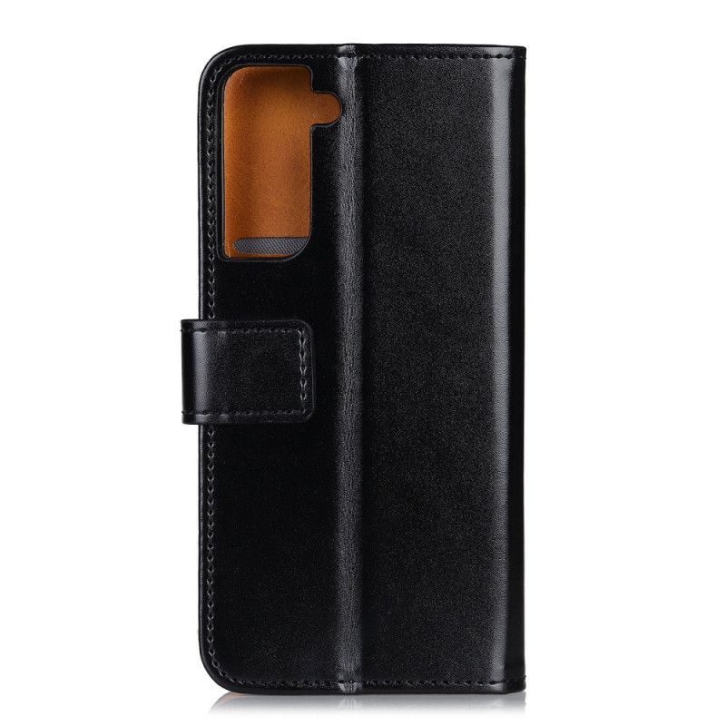 Leren Hoesje voor Samsung Galaxy S21 Plus 5G Rood Zwart Driekleurig Leereffect