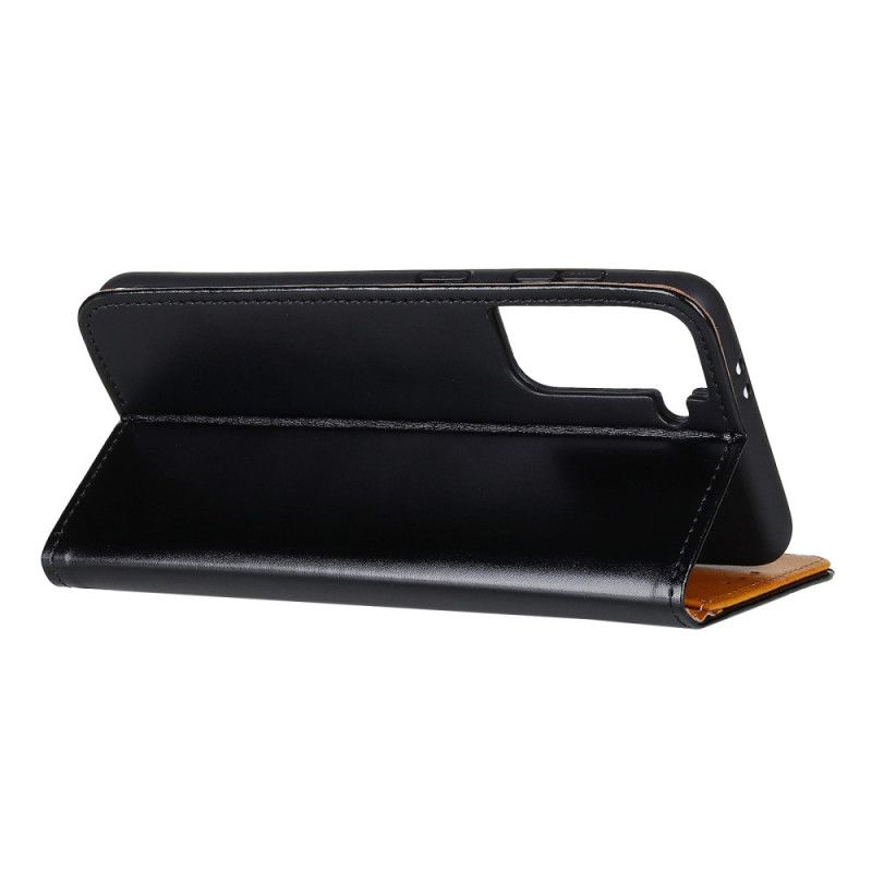 Leren Hoesje voor Samsung Galaxy S21 Plus 5G Rood Zwart Driekleurig Leereffect