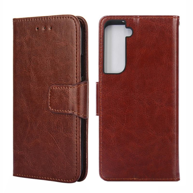 Leren Hoesje voor Samsung Galaxy S21 Plus 5G Rood Zwart Glanzend Kunstleer
