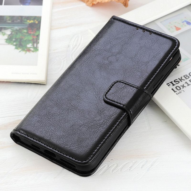 Leren Hoesje voor Samsung Galaxy S21 Plus 5G Rood Zwart Glanzend Leereffect Met Magnetische Klep