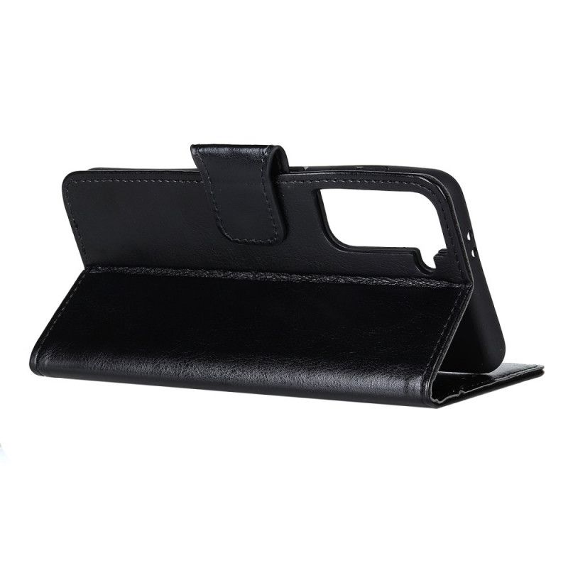 Leren Hoesje voor Samsung Galaxy S21 Plus 5G Rood Zwart Glanzend Leereffect Met Magnetische Klep