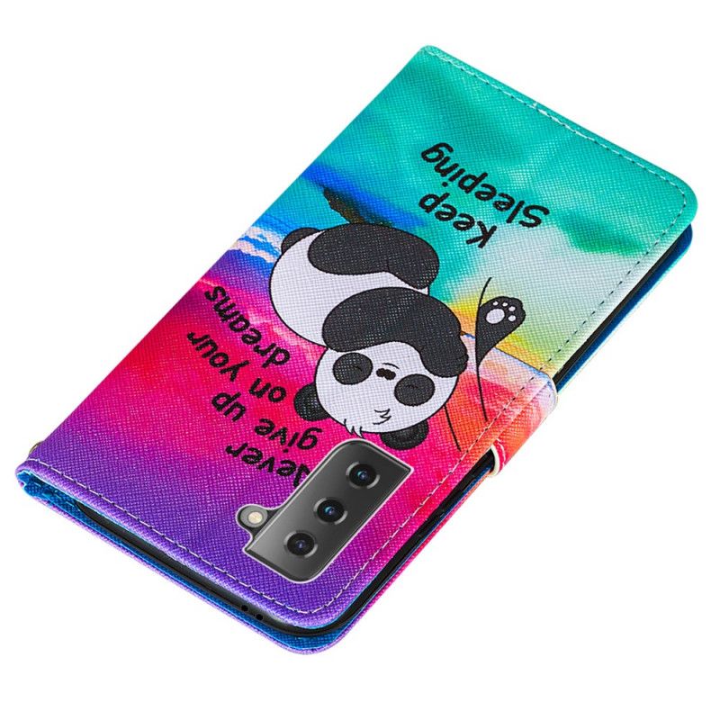 Leren Hoesje voor Samsung Galaxy S21 Plus 5G Slapende Panda