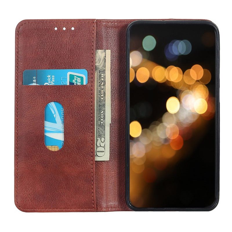 Folio-hoesje Samsung Galaxy M21 Rood Zwart Elegant Split Lychee Leer