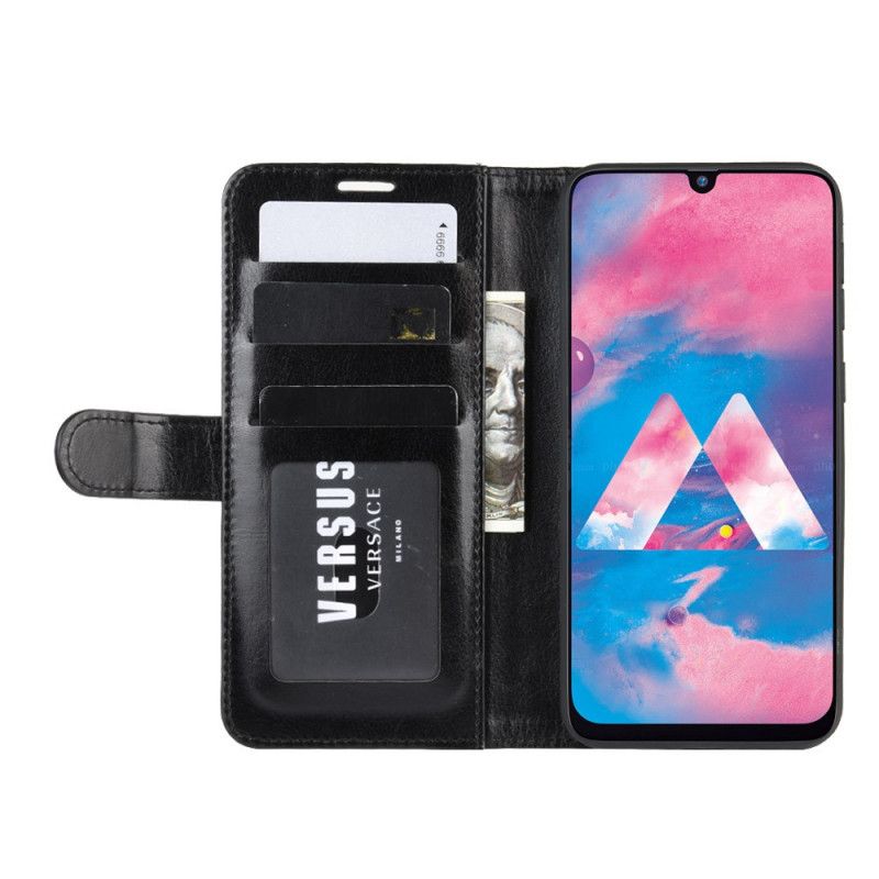 Leren Hoesje voor Samsung Galaxy M21 Wit Zwart Ultra Kunstleer