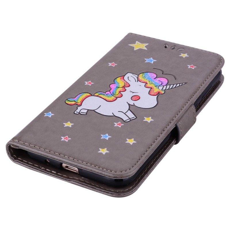 Cover Folio-hoesje Huawei Y5 2018 Telefoonhoesje Glitter Eenhoorn