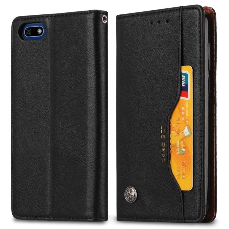 Folio-hoesje voor Huawei Y5 2018 Donkerrood Zwart Kaarthouder Van Imitatieleer