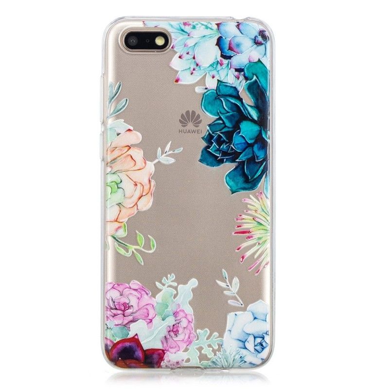 Hoesje Huawei Y5 2018 Transparante Aquarelbloemen