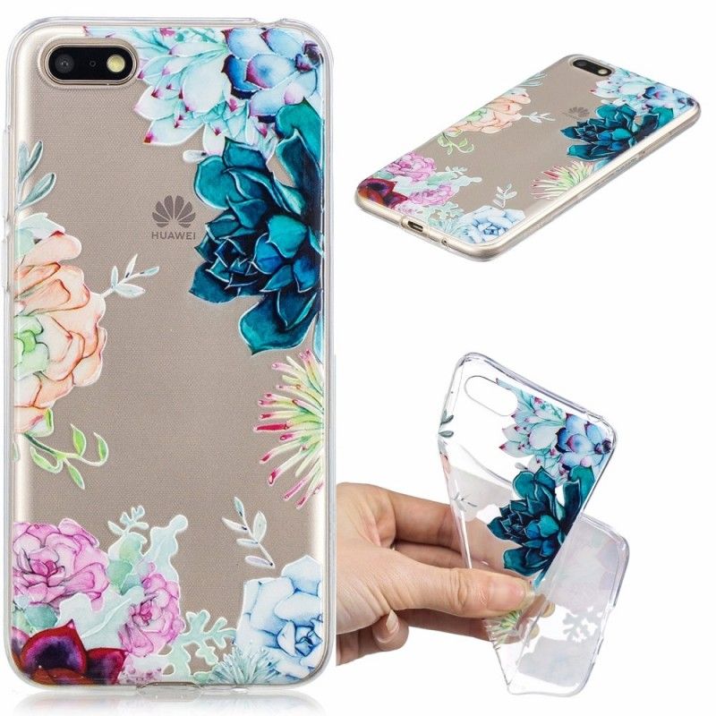 Hoesje Huawei Y5 2018 Transparante Aquarelbloemen