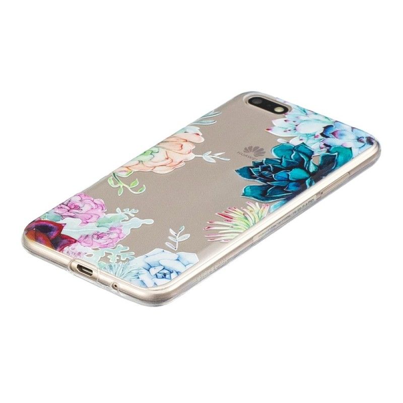 Hoesje Huawei Y5 2018 Transparante Aquarelbloemen