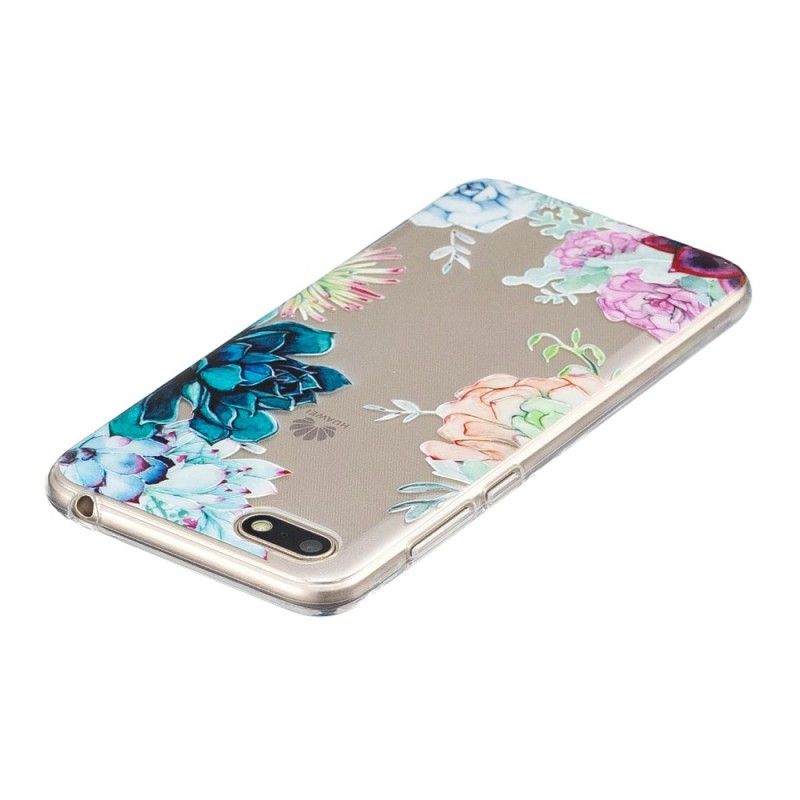 Hoesje Huawei Y5 2018 Transparante Aquarelbloemen