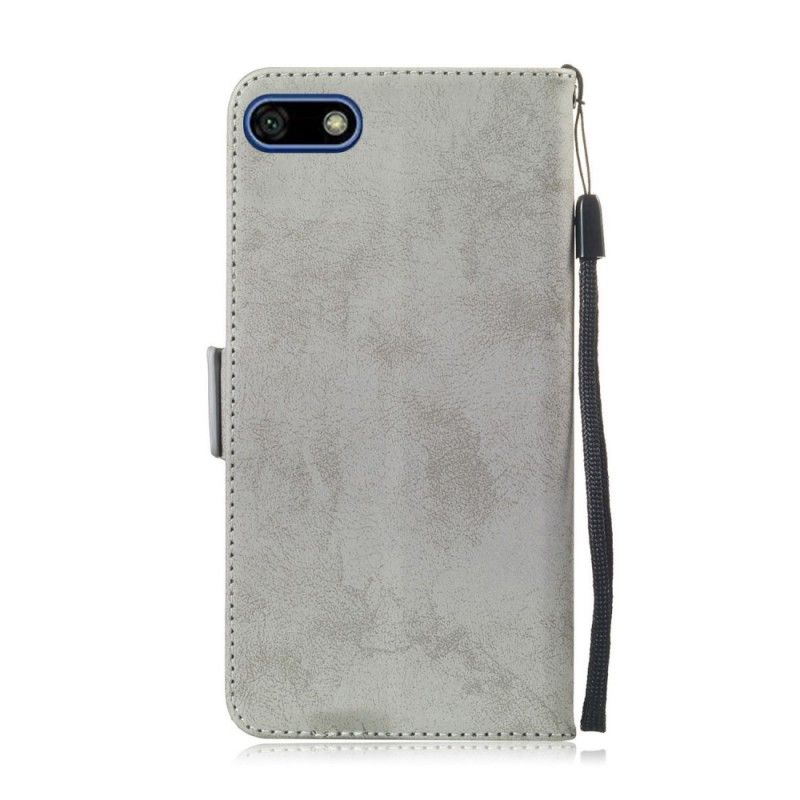 Leren Hoesje Huawei Y5 2018 Telefoonhoesje Retro Imitatieleer Met Riem