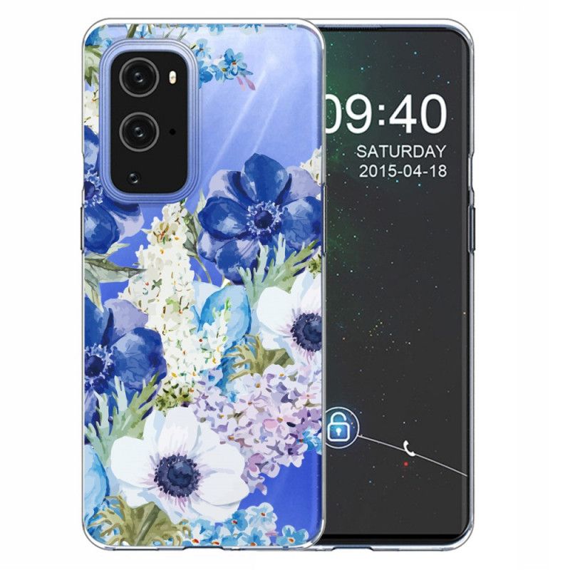 Case Hoesje OnePlus 9 Telefoonhoesje Aquarel Blauwe Bloemen