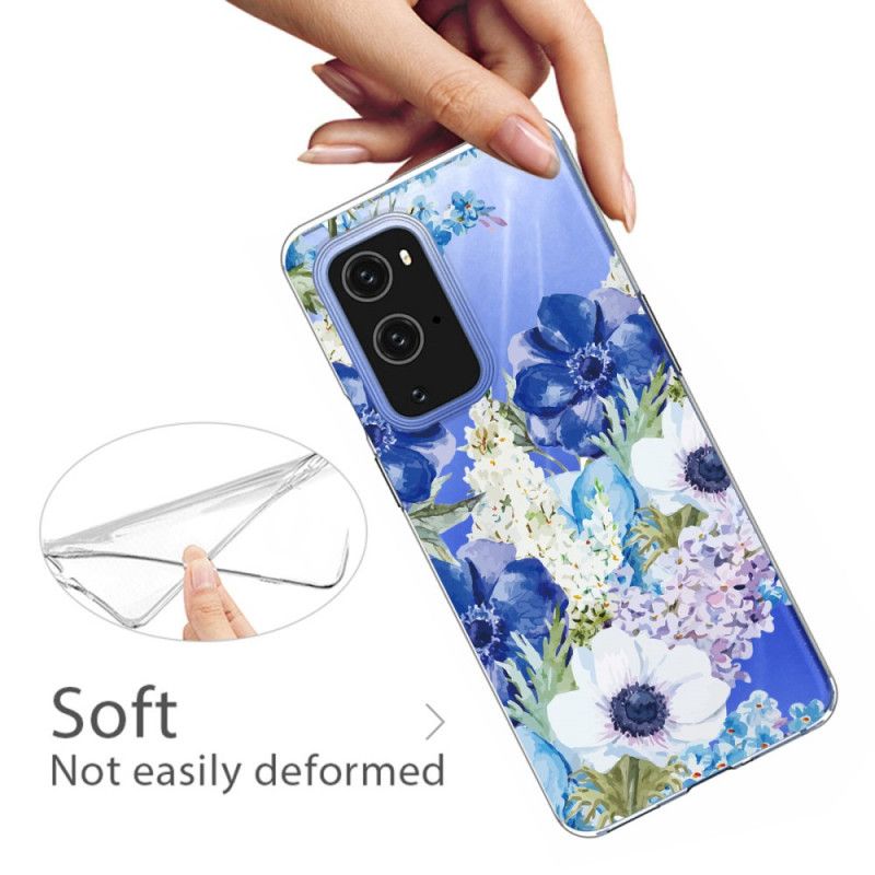 Case Hoesje OnePlus 9 Telefoonhoesje Aquarel Blauwe Bloemen