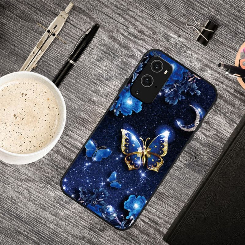 Cover Hoesje OnePlus 9 Telefoonhoesje Gouden Vlinder