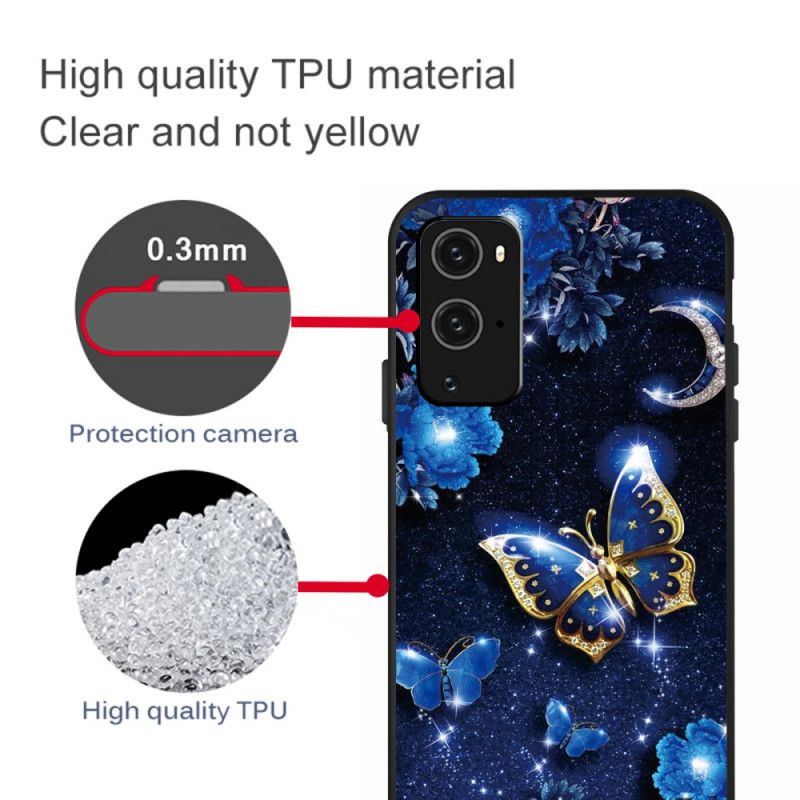 Cover Hoesje OnePlus 9 Telefoonhoesje Gouden Vlinder