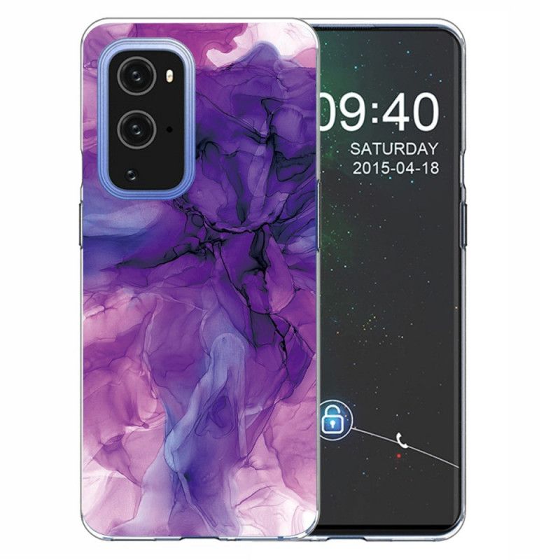 Hoesje OnePlus 9 Magenta Grijs Gekleurd Marmer