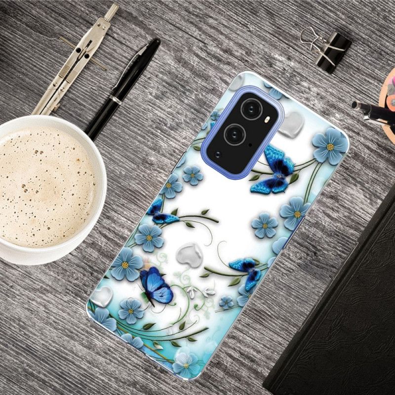 Hoesje OnePlus 9 Retro Vlinders En Bloemen