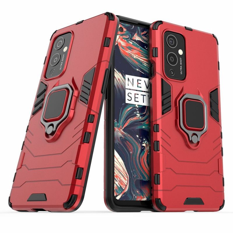 Hoesje OnePlus 9 Rood Zwart Resistente Ring