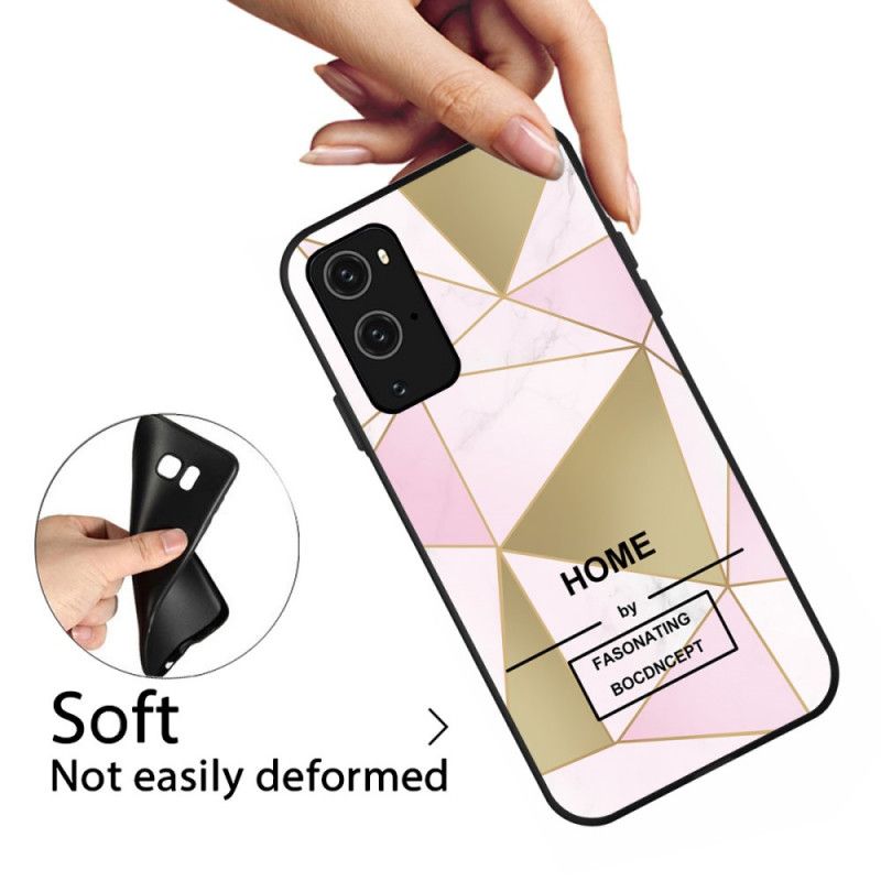 Hoesje OnePlus 9 Roze Wit Gestileerd Marmer