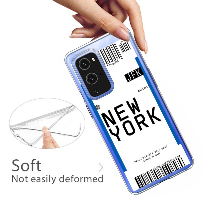 Hoesje voor OnePlus 9 Donkerblauw Zwart Instapkaart Naar New York