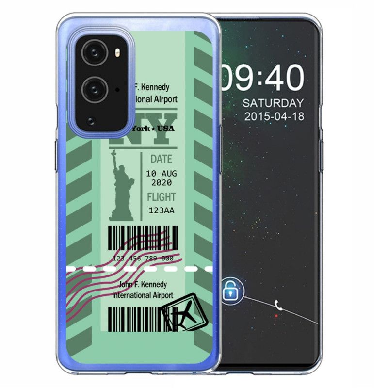 Hoesje voor OnePlus 9 Donkerblauw Zwart Instapkaart Naar New York