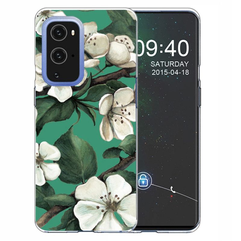 Hoesje voor OnePlus 9 Geschilderde Witte Bloemen