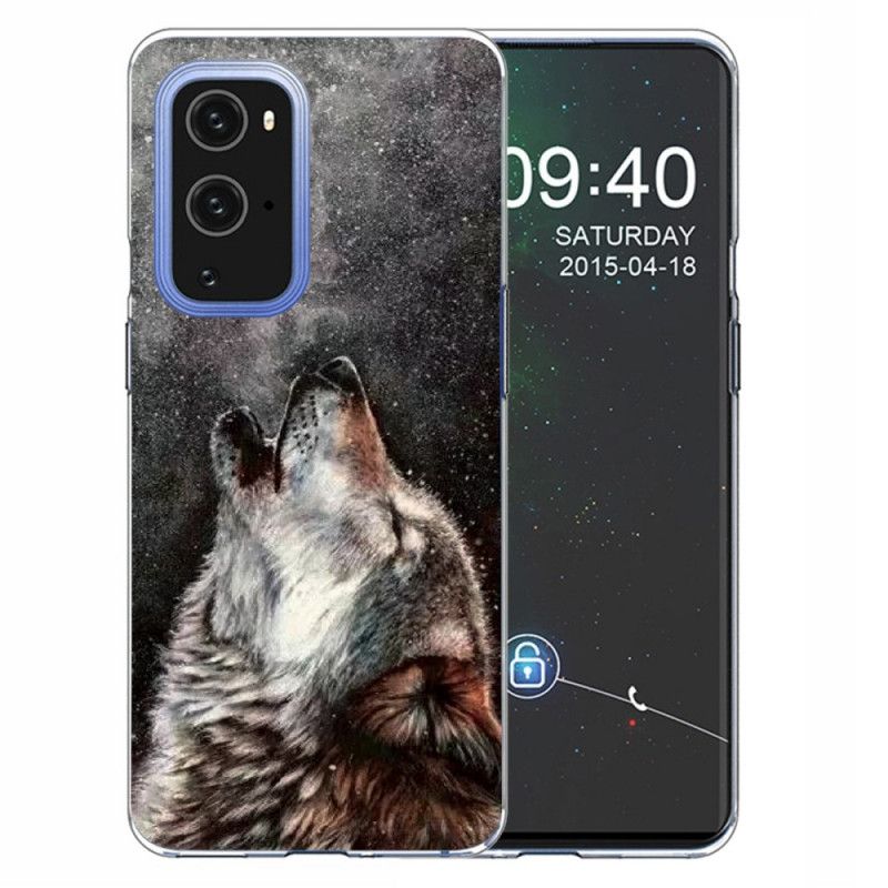 Hoesje voor OnePlus 9 Grijs Zwart Sublieme Wolf