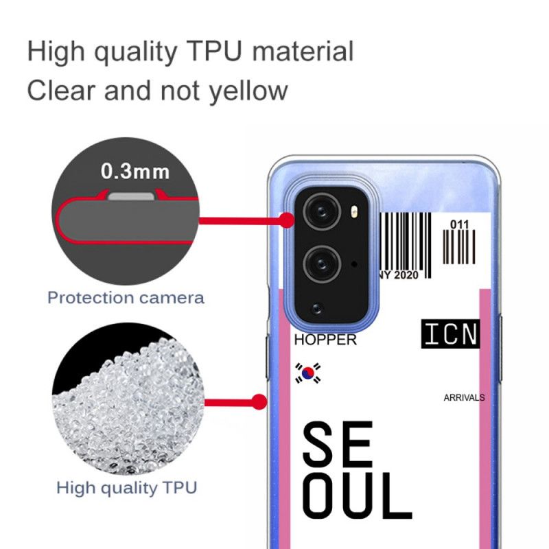 Hoesje voor OnePlus 9 Roze Magenta Instapkaart Naar Seoul