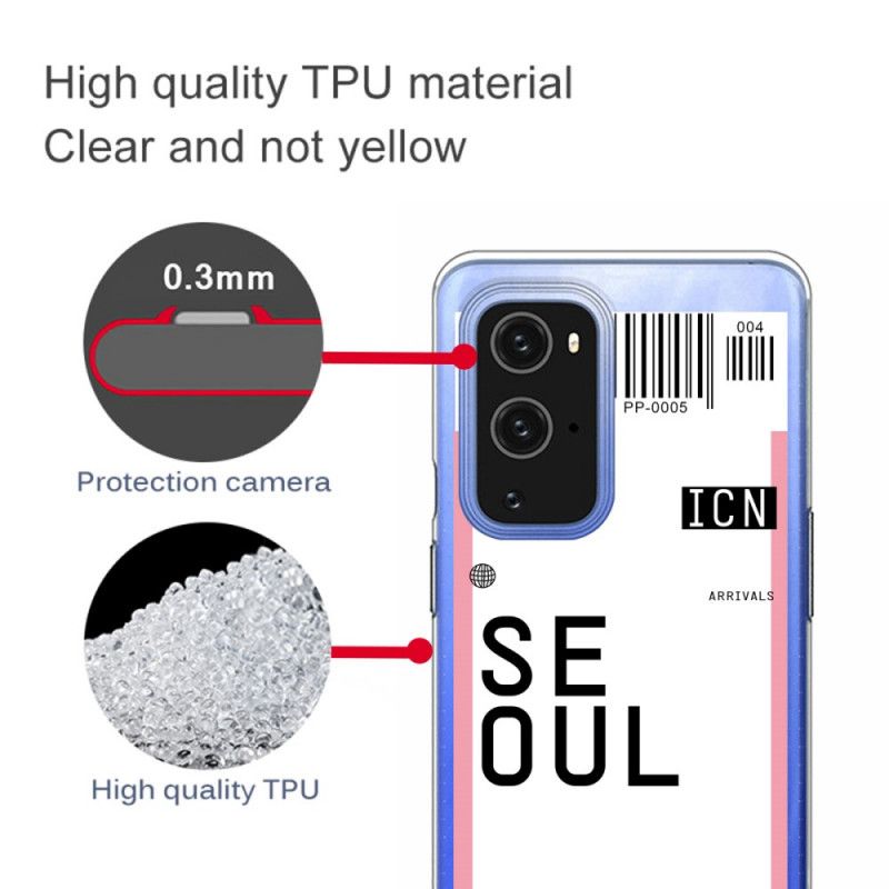 Hoesje voor OnePlus 9 Roze Magenta Instapkaart Naar Seoul
