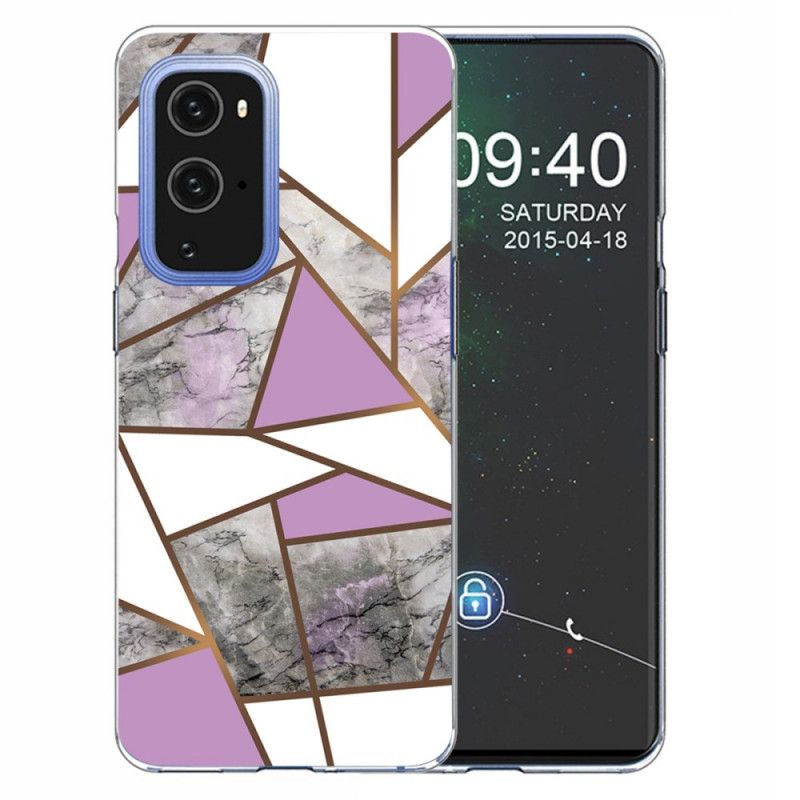 Hoesje voor OnePlus 9 Wit Zwart Geometrisch Marmer