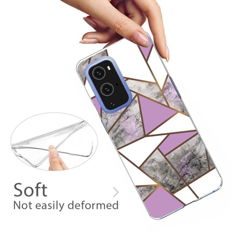 Hoesje voor OnePlus 9 Wit Zwart Geometrisch Marmer