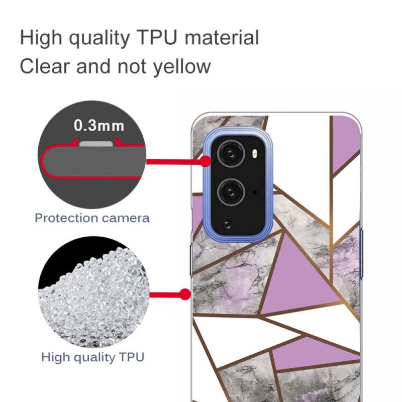 Hoesje voor OnePlus 9 Wit Zwart Geometrisch Marmer