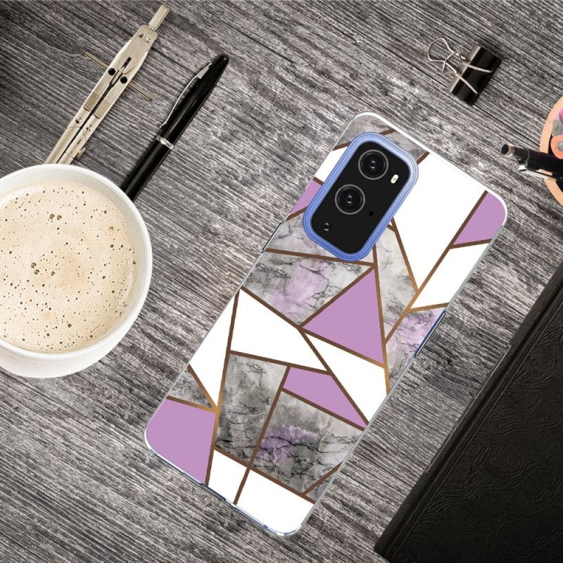 Hoesje voor OnePlus 9 Wit Zwart Geometrisch Marmer
