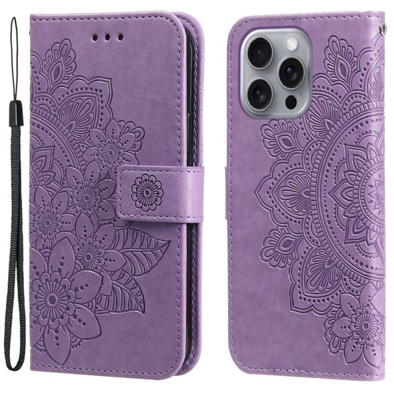 Folio-hoesje iPhone 16 Pro Telefoonhoesje Mandalaprint Met Riempje