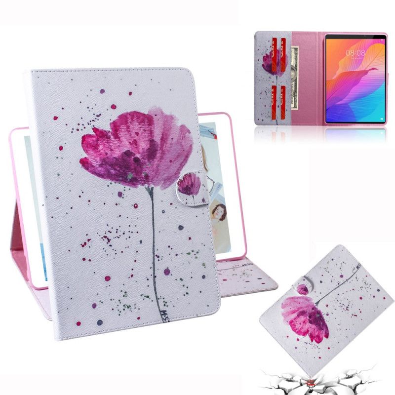 Flip Case Leren Huawei MatePad T 8 Aquarel Klaproos