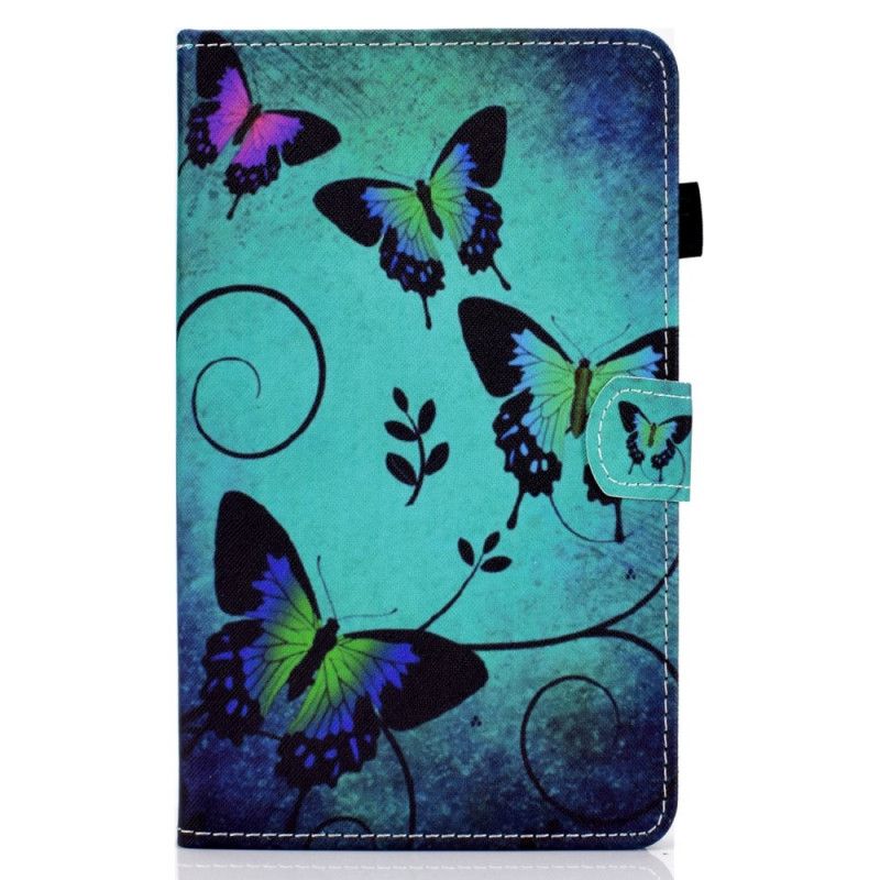 Leren Hoesje voor Huawei MatePad T 8 Vlinders Op Een Groene Achtergrond