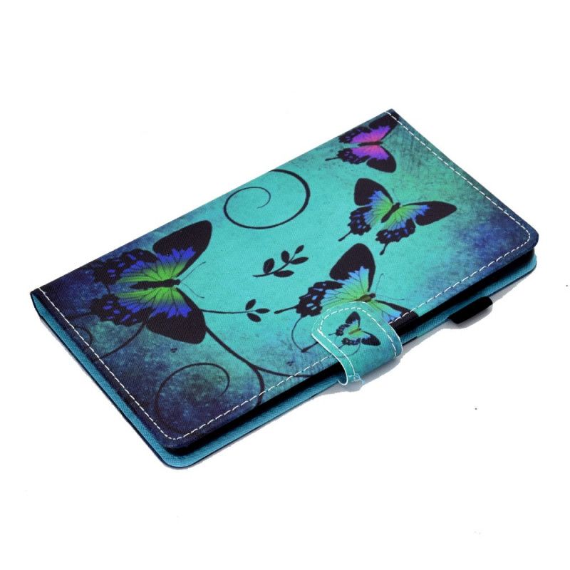 Leren Hoesje voor Huawei MatePad T 8 Vlinders Op Een Groene Achtergrond