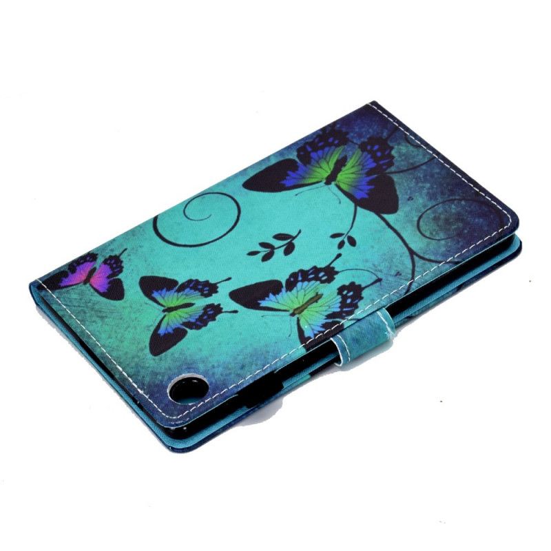 Leren Hoesje voor Huawei MatePad T 8 Vlinders Op Een Groene Achtergrond