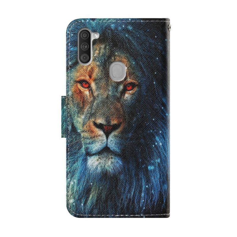 Bescherming Hoesje Samsung Galaxy M11 Telefoonhoesje Leeuw Met String