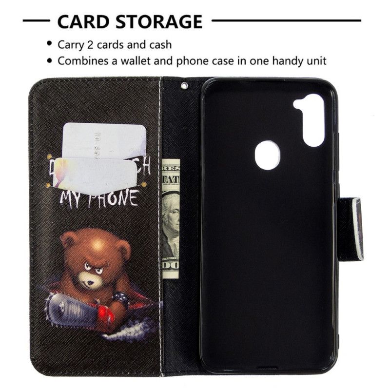 Cover Folio-hoesje Samsung Galaxy M11 Telefoonhoesje Gevaarlijke Beer
