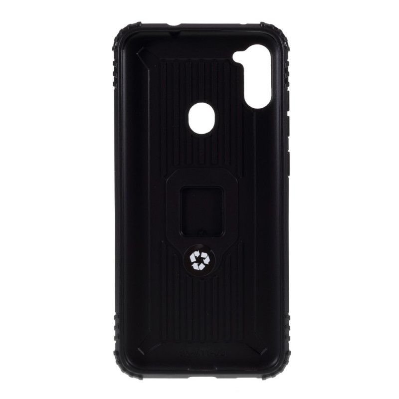 Cover Hoesje Samsung Galaxy M11 Rood Zwart Telefoonhoesje Ring En Koolstofvezel